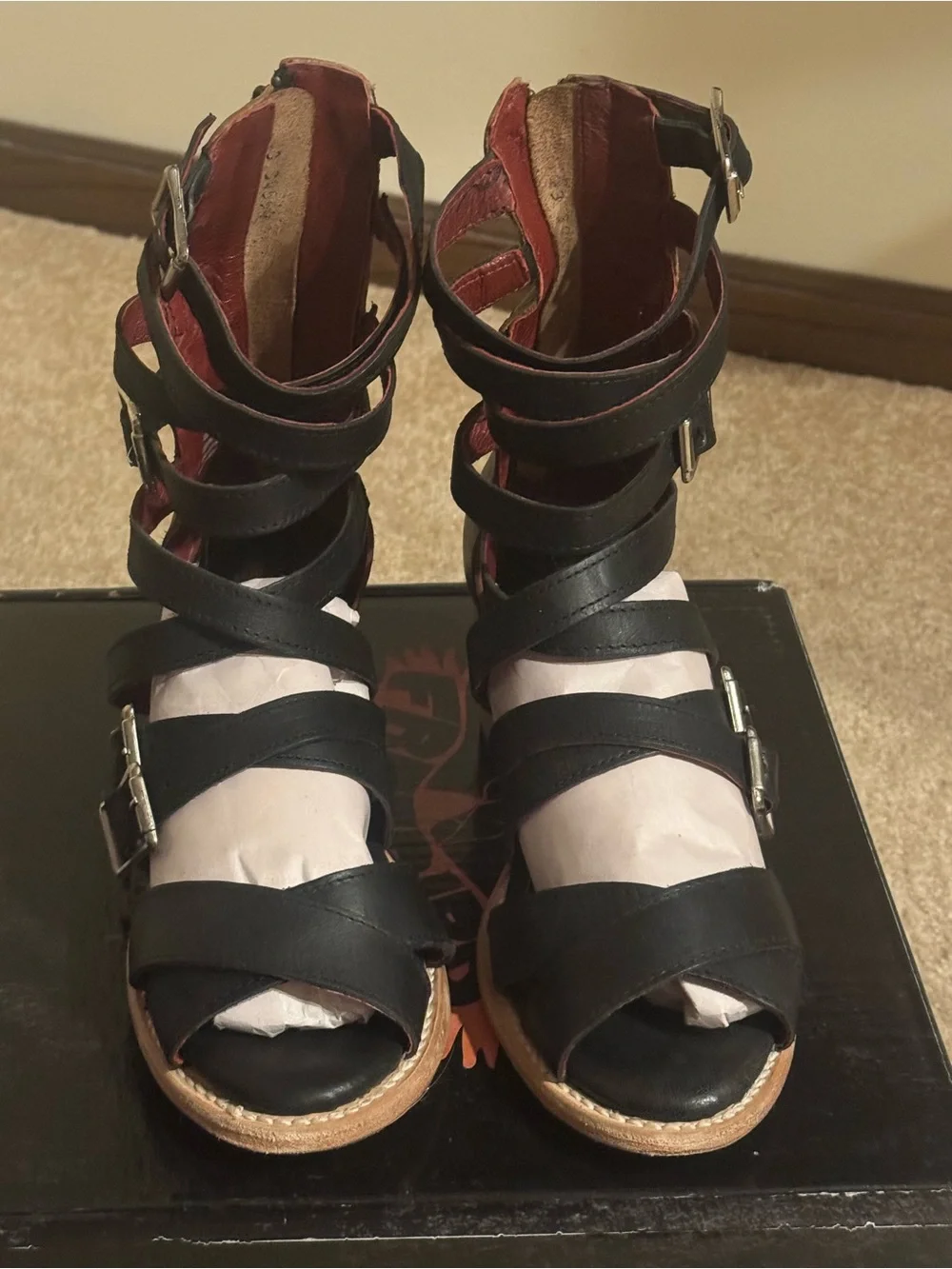 Freebird by Steven Black Multi Cozumel Strappy Buckle Heels